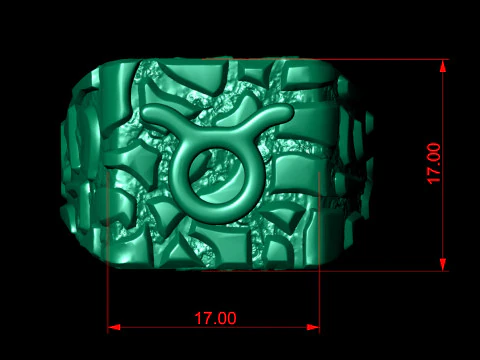 Taurus Horoscope Zodiac Nugget Ring 3D Print Model