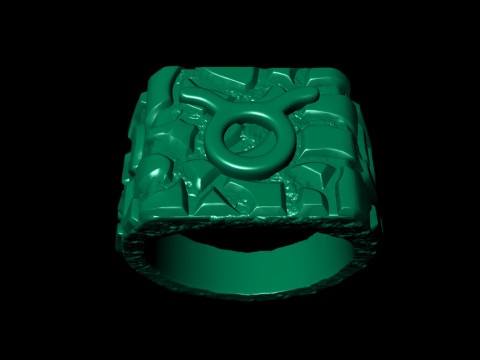 Taurus Horoscope Zodiac Nugget Ring 3D Baskı Modeli
