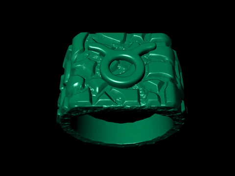 Taurus Horoscope Zodiac Nugget Ring 3D Print Model