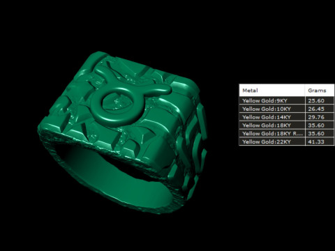 Taurus Horoscope Zodiac Nugget Ring 3D Baskı Modeli