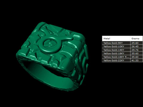 Taurus Horoscope Zodiac Nugget Ring 3D Print Model