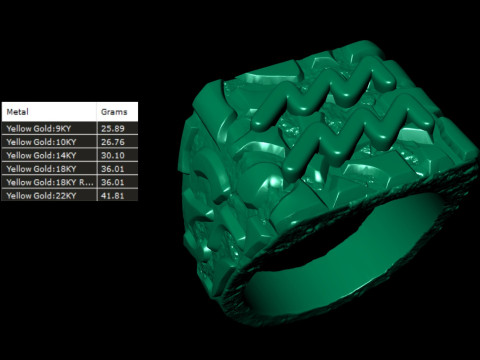 Aquarius Horoscope Zodiac Nugget Ring 3D Print Model