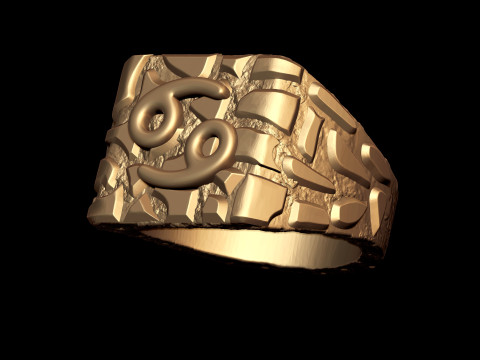 Cancer Horoscope Zodiac Nugget Ring 3D Принт Модель