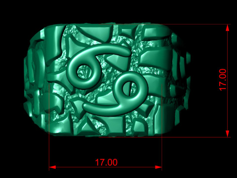 Cancer Horoscope Zodiac Nugget Ring 3D Принт Модель