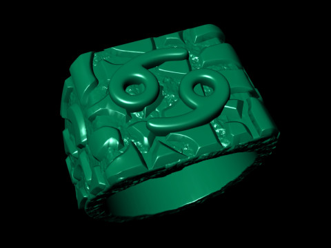 Cancer Horoscope Zodiac Nugget Ring 3D Принт Модель