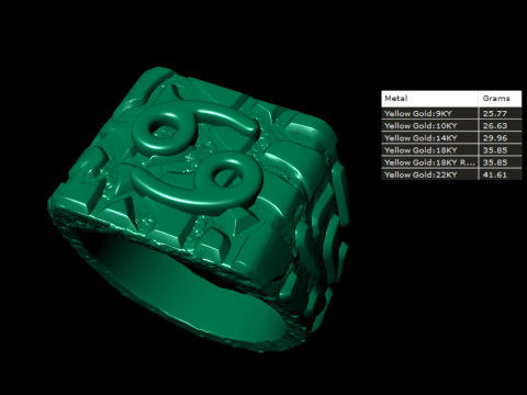 Cancer Horoscope Zodiac Nugget Ring 3D Принт Модель