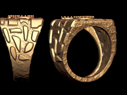 Diamond Taurus Horoscope Zodiac Nugget Ring 3D Print Model
