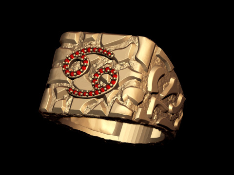 Diamond Cancer Horoscope Zodiac Nugget Ring Modelo de impresión 3D