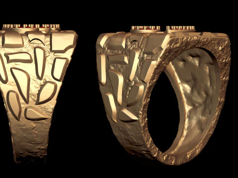 Diamond Cancer Horoscope Zodiac Nugget Ring 3D Print Model