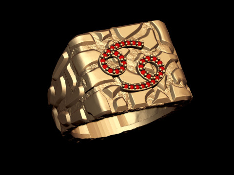 Diamond Cancer Horoscope Zodiac Nugget Ring Modelo de impresión 3D