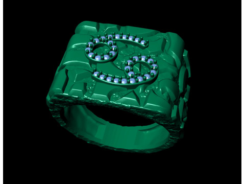 Diamond Cancer Horoscope Zodiac Nugget Ring Modelo de impresión 3D