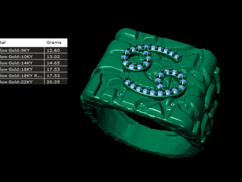 Diamond Cancer Horoscope Zodiac Nugget Ring 3D Print Model