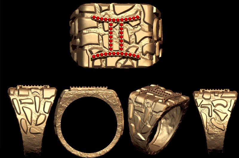 Diamond Gemini Horoscope Zodiac Nugget Ring Modelo de impresión 3D .c4d .max .obj .3ds .fbx .stl .blend