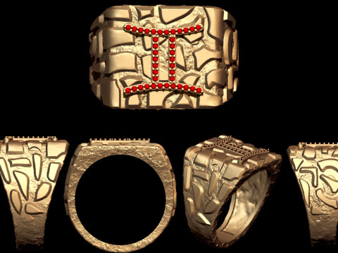 Diamond Gemini Horoscope Zodiac Nugget Ring Modelo de impresión 3D