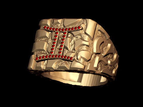 Diamond Gemini Horoscope Zodiac Nugget Ring 3D Print Model