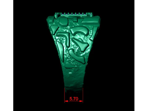 Diamond Gemini Horoscope Zodiac Nugget Ring 3D Print Model