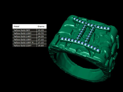 Diamond Gemini Horoscope Zodiac Nugget Ring 3D Print Model