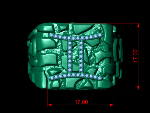 Diamond Gemini Horoscope Zodiac Nugget Ring Modelo de impresión 3D