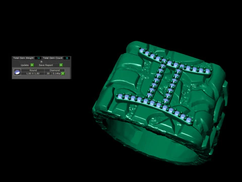 Diamond Gemini Horoscope Zodiac Nugget Ring 3D Print Model