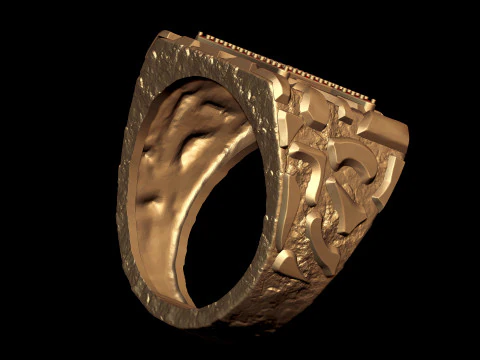 Diamond Gemini Horoscope Zodiac Nugget Ring 3D Print Model