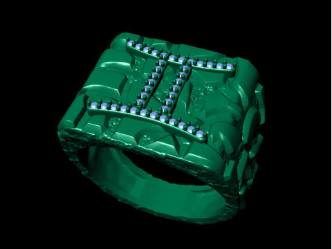 Diamond Gemini Horoscope Zodiac Nugget Ring 3D Print Model