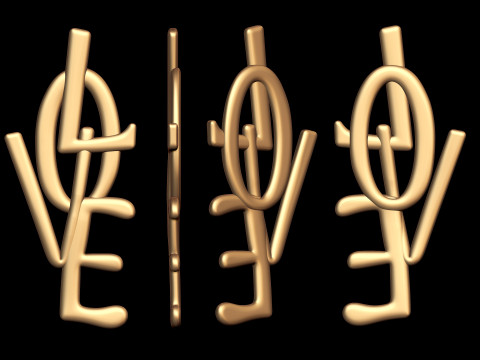 Plain Gold Love Earrings Danglers Modelo de Impressão 3D