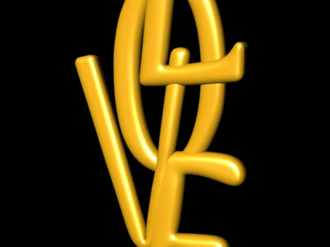 Plain Gold Love Earrings Danglers 3D Print Model