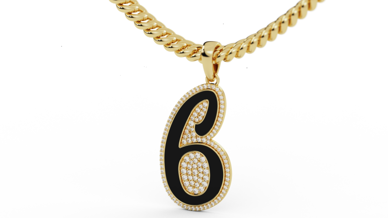 Diamond Number 6 Hiphop Pendant with Enamel 3D-Druckmodell .c4d .max .obj .3ds .fbx .stl .blend 