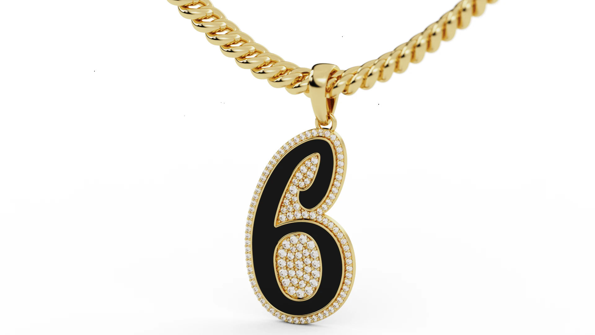 Diamond Number 6 Hiphop Pendant with Enamel 3D Print Model .c4d .max .obj .3ds .fbx .stl .blend 