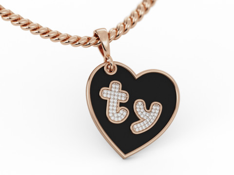 Thank you Diamond Heart Pendant Modello di stampa 3D