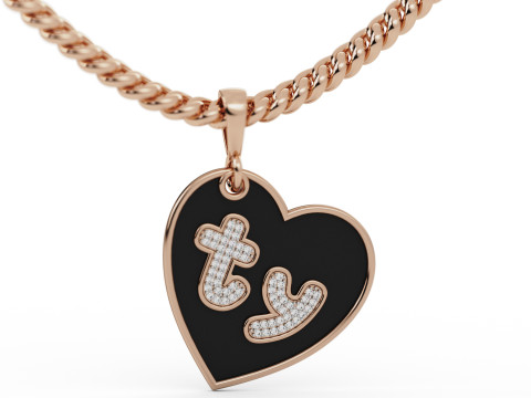 Thank you Diamond Heart Pendant Modello di stampa 3D