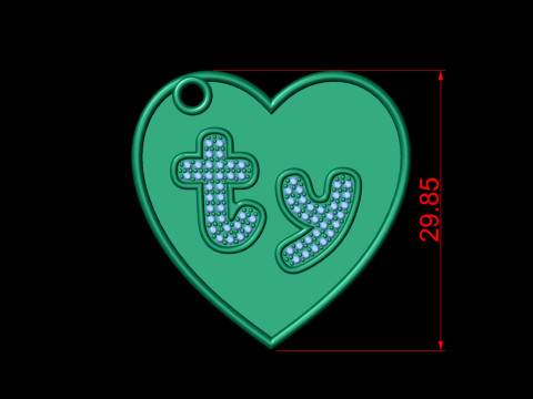 Thank you Diamond Heart Pendant Modello di stampa 3D