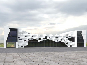 Commercial building with parametric facade 3D 모델