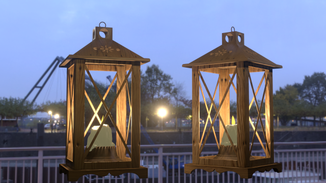 wooden latern 3D Model .c4d .max .obj .3ds .fbx .stl .blend 