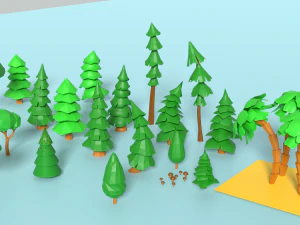 &aacute;rvores lowpoly Modelo 3D