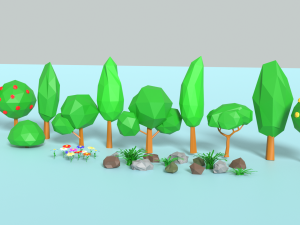 lowpoly trees Modelo 3D