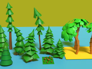 &aacute;rvores lowpoly Modelo 3D