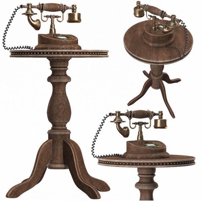 antique telephone 3D Model .c4d .max .obj .3ds .fbx .stl .blend 