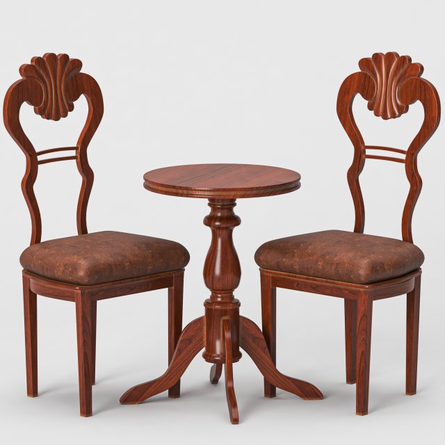 antique chair and table Modello 3D .c4d .max .obj .3ds .fbx .stl .blend 