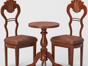 antique chair and table 3D 모델