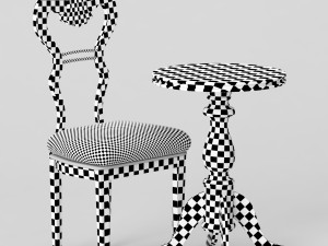 antique chair and table Modello 3D