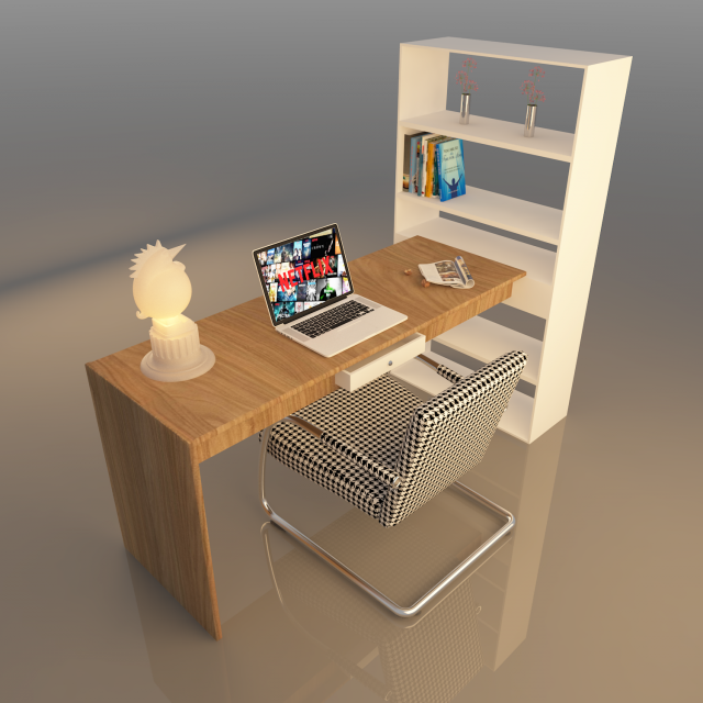 desk with storage 3D 模型 .c4d .max .obj .3ds .fbx .stl .blend 
