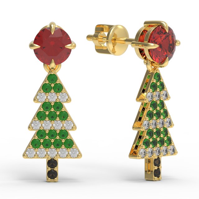 Hristmas tree earrings Modelo de Impressão 3D .c4d .max .obj .3ds .fbx .stl .blend 