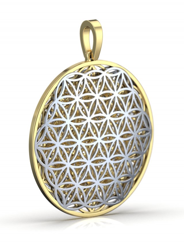 Pendant Flower of Life 3D-Druckmodell .c4d .max .obj .3ds .fbx .stl .blend 