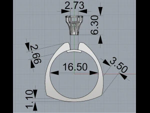 Triangular gem ring 3D Print Model