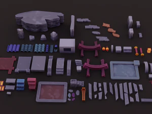 stylized environment kitbash vol1 3D Model