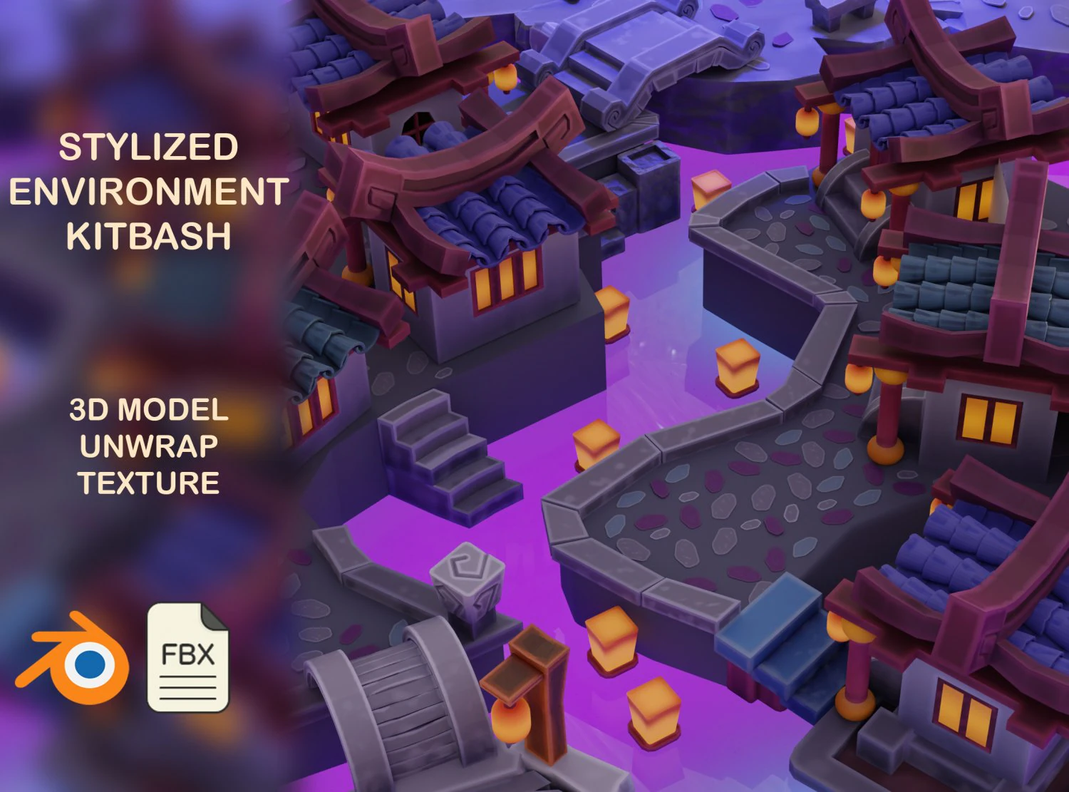 stylized environment kitbash vol1 3D Model .c4d .max .obj .3ds .fbx .stl .blend 