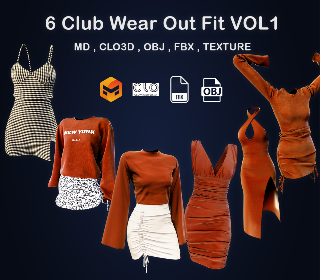 Club Wear Out Fit VOL1 3D Model .c4d .max .obj .3ds .fbx .stl .blend 