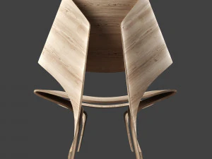 folding wooden armchair and footrest 3D Model