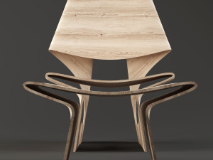 folding wooden armchair and footrest Modelo 3D
